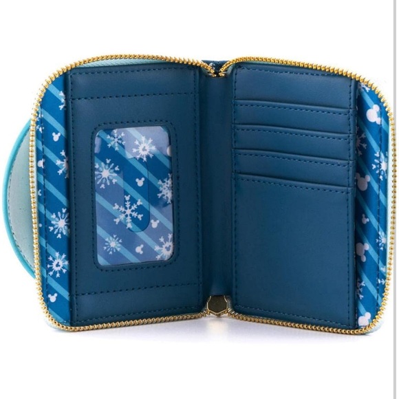 Loungefly Disney Snowman Mickey & Minnie Snow Globe Zip-Around Wallet - Picture 7 of 8